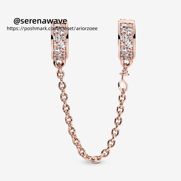 Pandora Clear Pavé Safety Chain Clip Charm - Picture 2 of 4